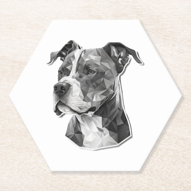 Posavasos De Papel Cara de perro de Pitbull (Anverso)