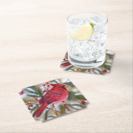Posavasos De Papel Cardenal rojo navidad Bird