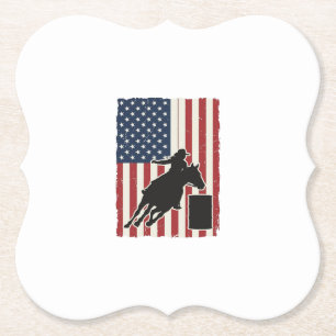 Posavasos De Papel Carrera de Barriles Bandera Americana Diseño Vecto
