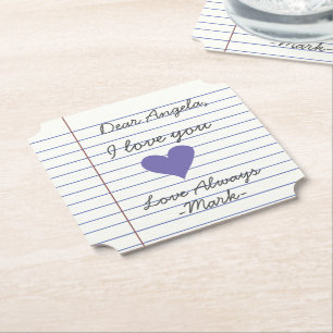 Posavasos De Papel Carta de amor manuscrita para portátiles o persona