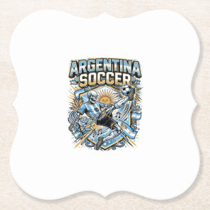 Posavasos De Papel Cartel de Naciones Delantero Esqueleto Fútbol Arge