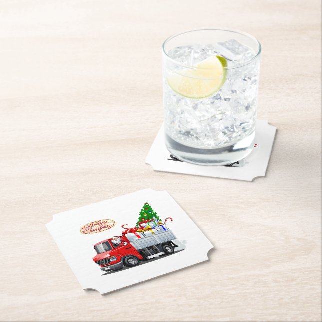 Posavasos De Papel Cartoon Christmas truck (In situ)