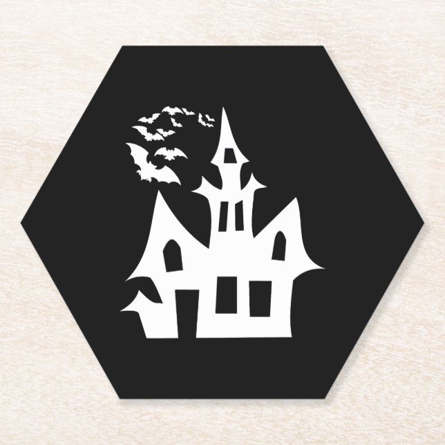 Posavasos De Papel casa de halloween (Anverso)