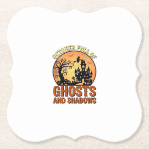 Posavasos De Papel Casa embrujada de fantasmas sombras de Halloween B