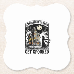 Posavasos De Papel Casa Embrujada Halloween Grabado Vintage Terror S