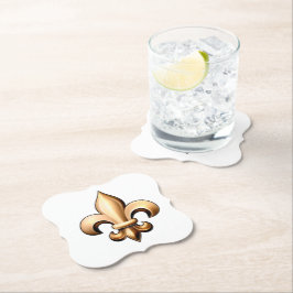 Posavasos De Papel Castillos Fleur De Lis - Blanco y Oro
