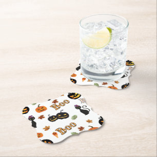 Posavasos De Papel Cat Boo Halloween