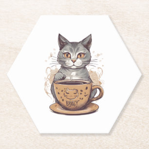 Posavasos De Papel Cat Coffee