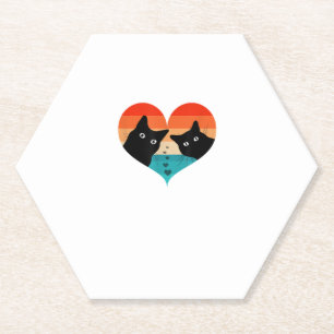 Posavasos De Papel Cat Couple Retro Vintage Shirt Funny Black Cat Val