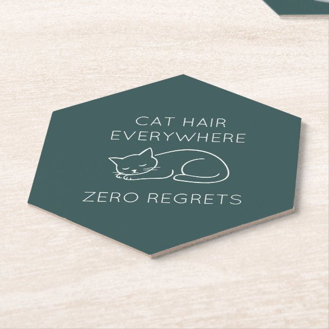 Posavasos De Papel Cat hair everywhere zero regrets (En perspectiva)