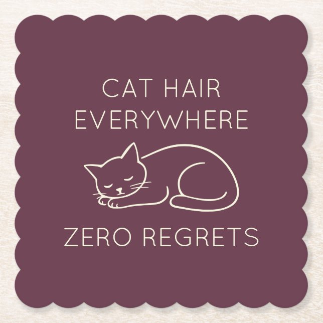 Posavasos De Papel Cat hair everywhere zero regrets (Anverso)