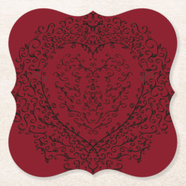 Posavasos De Papel Catastro de Bodas góticos del corazón rojo y negro