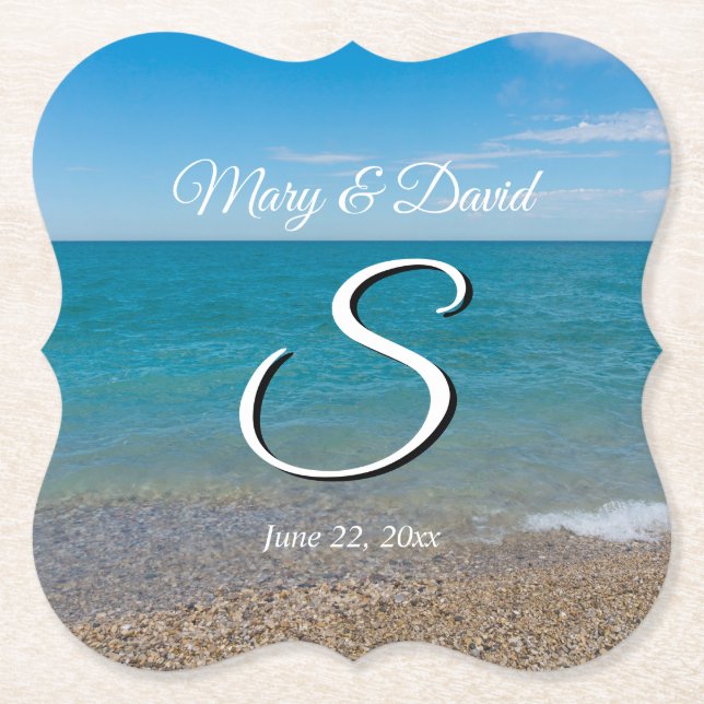 Posavasos De Papel Catastro de papel Boda de Paraíso Azul (Anverso)