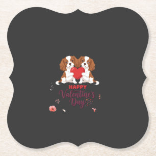 Posavasos De Papel Cavalier King Perro Feliz Día de San Valentín Flor