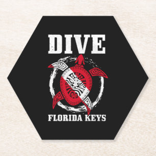Posavasos De Papel Cayos de Florida Bandera de Buceo Scuba Di