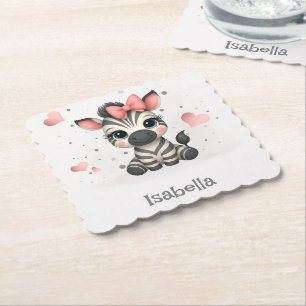 Posavasos De Papel Cebra de dibujos animados adorable