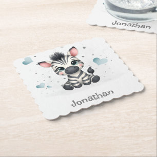 Posavasos De Papel Cebra de dibujos animados simple linda pequeña