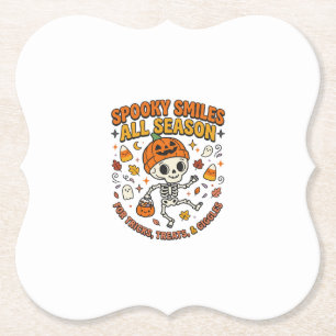 Posavasos De Papel Celebración de Esqueleto Acogedor de Halloween