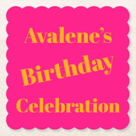 Posavasos De Papel Celebración del cumpleaños del Naranja audaz rosa 