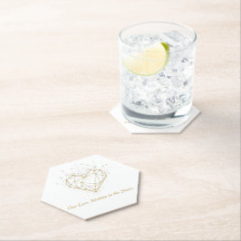 Posavasos De Papel Celestial Gold Heart Wedding Coasters - Our Love