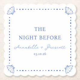 Posavasos De Papel Cena de Ensayo Personalizada Azul Chic Costero