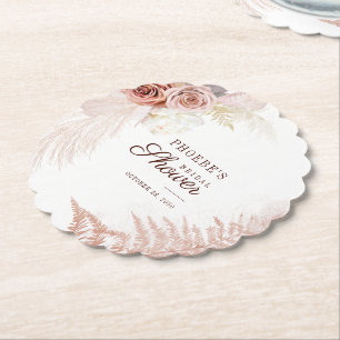 Posavasos De Papel Cena Nupcial Pampas Palmas Terracota Escritura