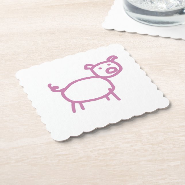 Posavasos De Papel Cerdo (En perspectiva)