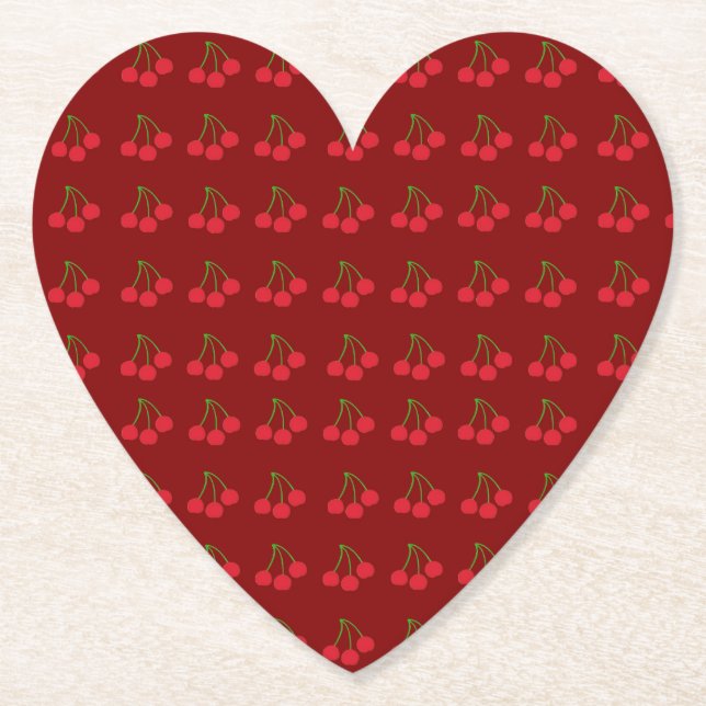 Posavasos De Papel Cerezas en las mesetas rojas (conjunto de 6) (Anverso)