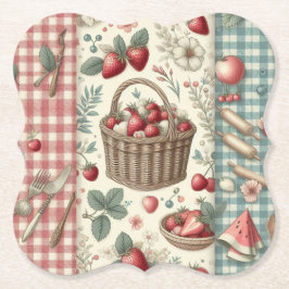 Posavasos De Papel Cesta de Frutas Gingham Diversión