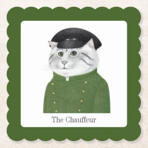 Posavasos De Papel CHAUFFER CAT Coaster de papel cuadrado escalonado
