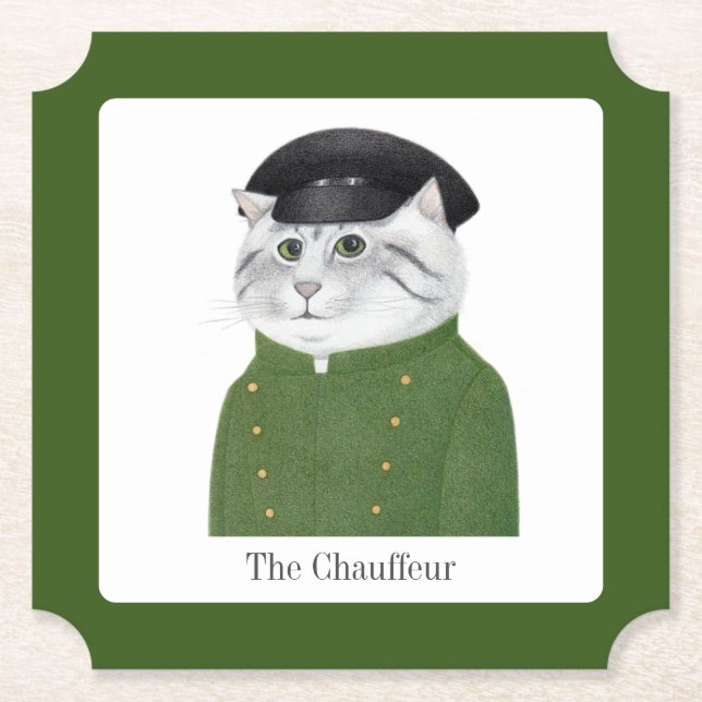 Posavasos De Papel CHAUFFEUR CAT Ticket Paper Coasters + Texto (Anverso)