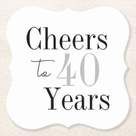 Posavasos De Papel Cheers to 40 Years Minimal Silver Party