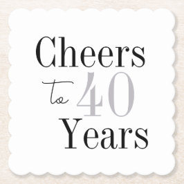 Posavasos De Papel Cheers to 40 Years Minimal Silver Party