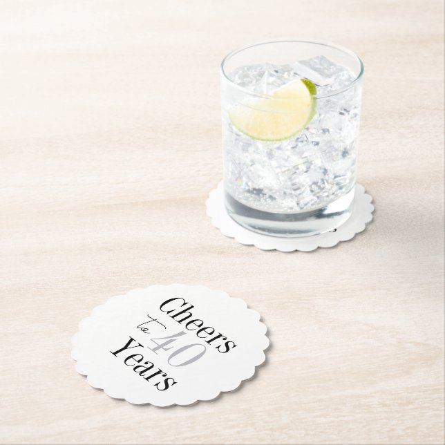 Posavasos De Papel Cheers to 40 Years Minimal Silver Party (In situ)