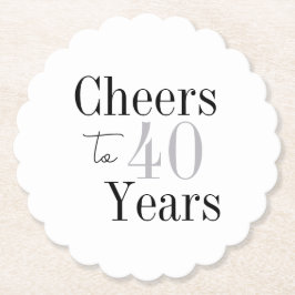 Posavasos De Papel Cheers to 40 Years Minimal Silver Party