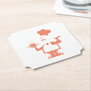 Posavasos De Papel Chef sosteniendo un tazón de sopa