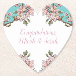 Posavasos De Papel Cherry Blossom Verde azulada Retro Vintage Baby Sh