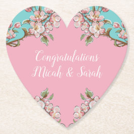 Posavasos De Papel Cherry Blossom Verde azulada Retro Vintage Baby Sh