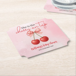Posavasos De Papel Cherry en Baby Shower, Chica rosado superior
