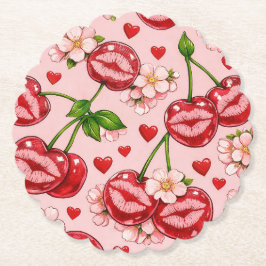 Posavasos De Papel Cherry Kiss Paper Coaster