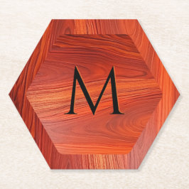 Posavasos De Papel Cherry wood texture custom monogram.