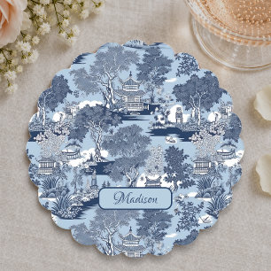 Posavasos De Papel Chic azul sauce sauce chinoiserie cabaña 