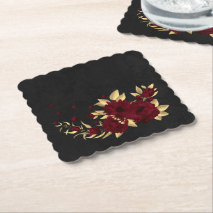 Posavasos De Papel Chic burgundy y oro negro