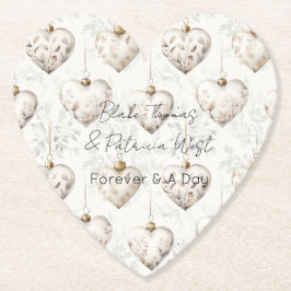 Posavasos De Papel Chic Cream Grey Hearts Ornaments Wedding