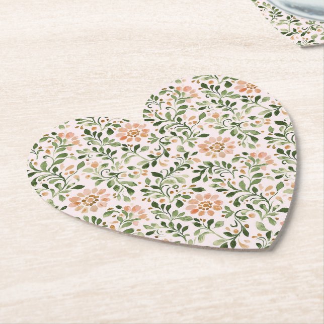 Posavasos De Papel Chic Floral Rosa Despedida de Soltera (En perspectiva)
