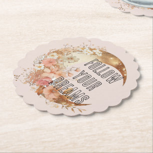 Posavasos De Papel Chic marco dorado rosa floral ducha de novia