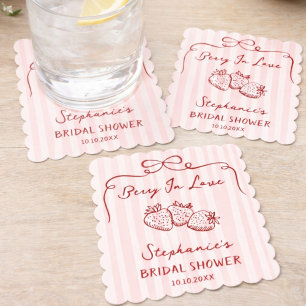Posavasos De Papel Chic Rosa Berry In Love Despedida de Soltera Perso