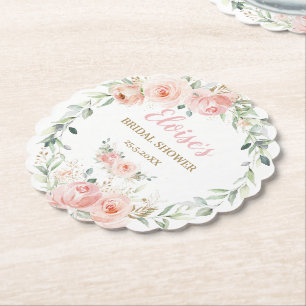 Posavasos De Papel Chic Rosa Floral Bebe Ducha Nupcial Cumpleaños