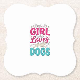 Posavasos De Papel Chica Ama Perros Tipografía de Grabado Vintage Dis