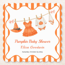 Posavasos De Papel Chica Baby Shower de Halloween | Calabaza de peque
